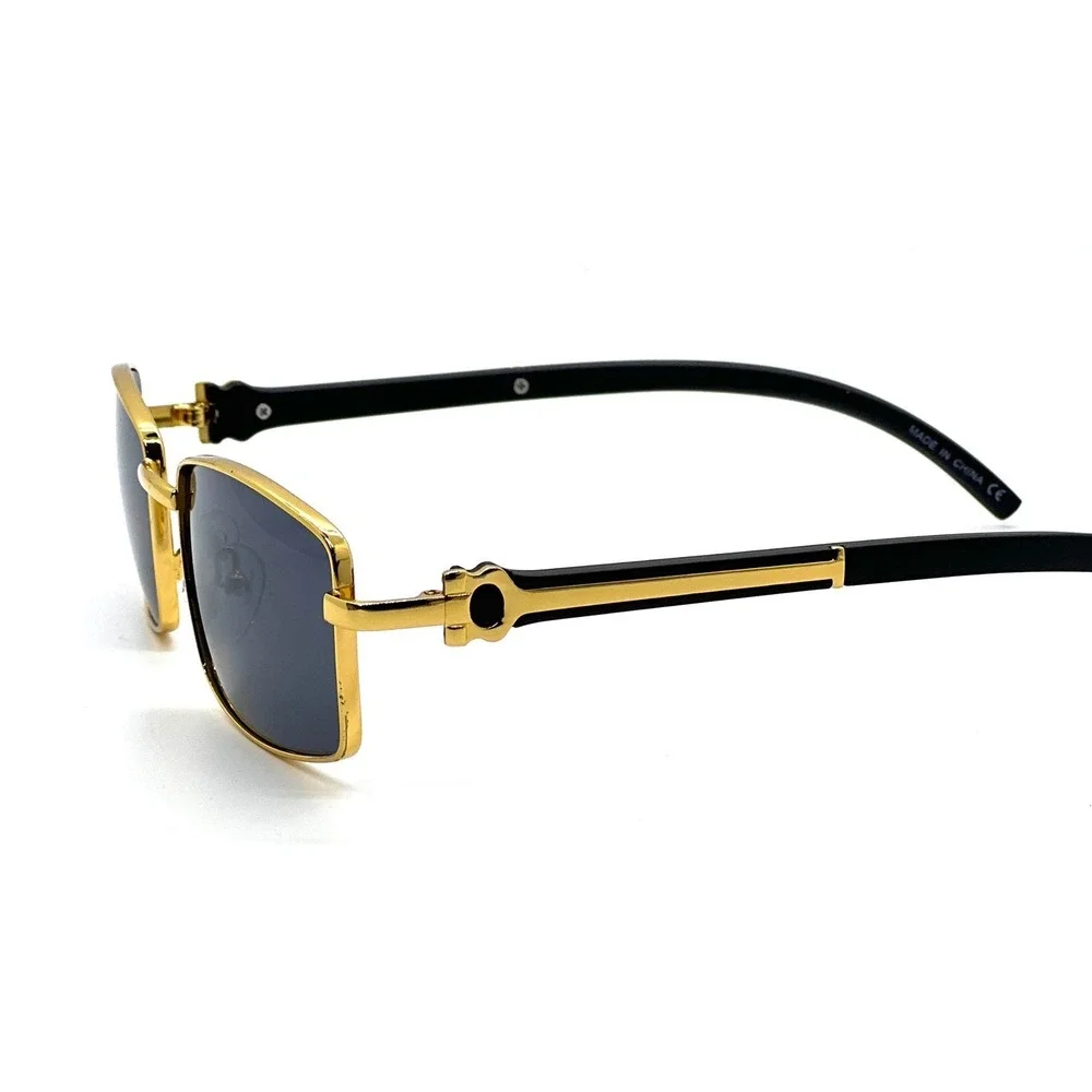 Mens Gold Frame Rectangle Sunglasses Fashion Modern Style Sun Glasses Shades New